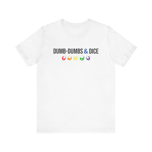 Dumb-Dumbs & Dice Logo and Dice Pride Tee